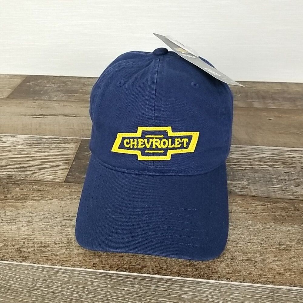 New Chevrolet Adjustable Baseball Cap With Curved Brim Blue/ Yellow Adult